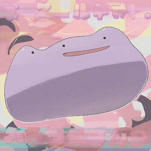 Illustration of Ditto, pokemon in the style of Makoto daikichi