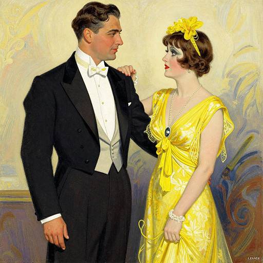 1930s Retro Glamour Couple Illustration