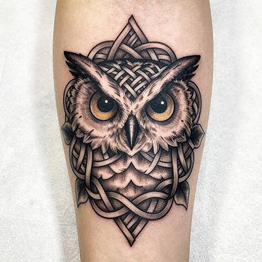 Symmetrical Owl Forearm Tattoo Design