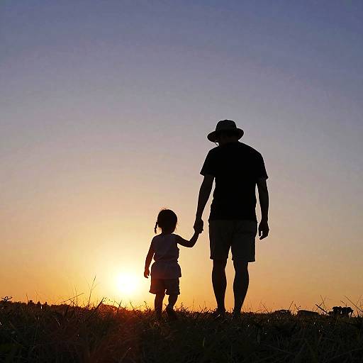 Golden Sunset Walk: Parent and Child