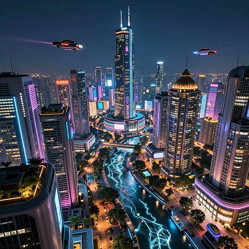 Futuristic Neon Cyberpunk Cityscape