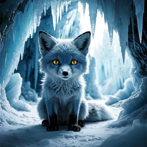 Icy Blue Fox in Frozen Cavern