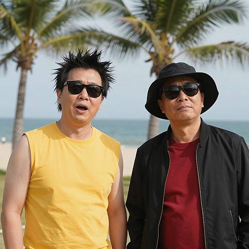 Beach Fun: Two Men in Summer Style