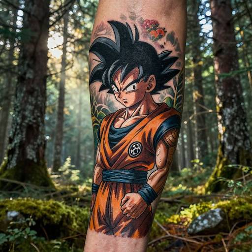 Ultra-Realistic Anime Tattoo Forest
