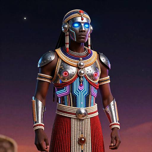 Maasai Cyber-Shaman in Retro-Futuristic Space