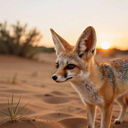 Fennec Fox Side Profile Sunset
