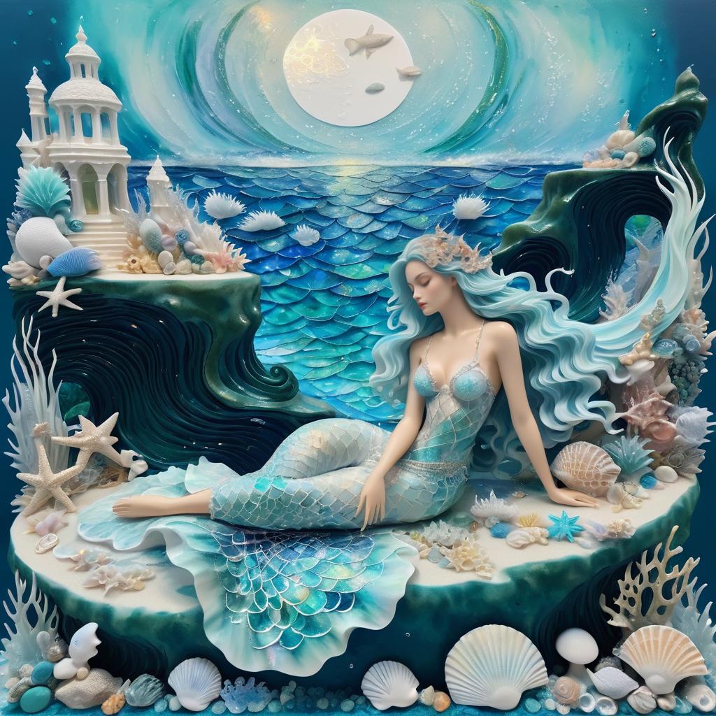 Ethereal Mermaid Dreamscape on Rock