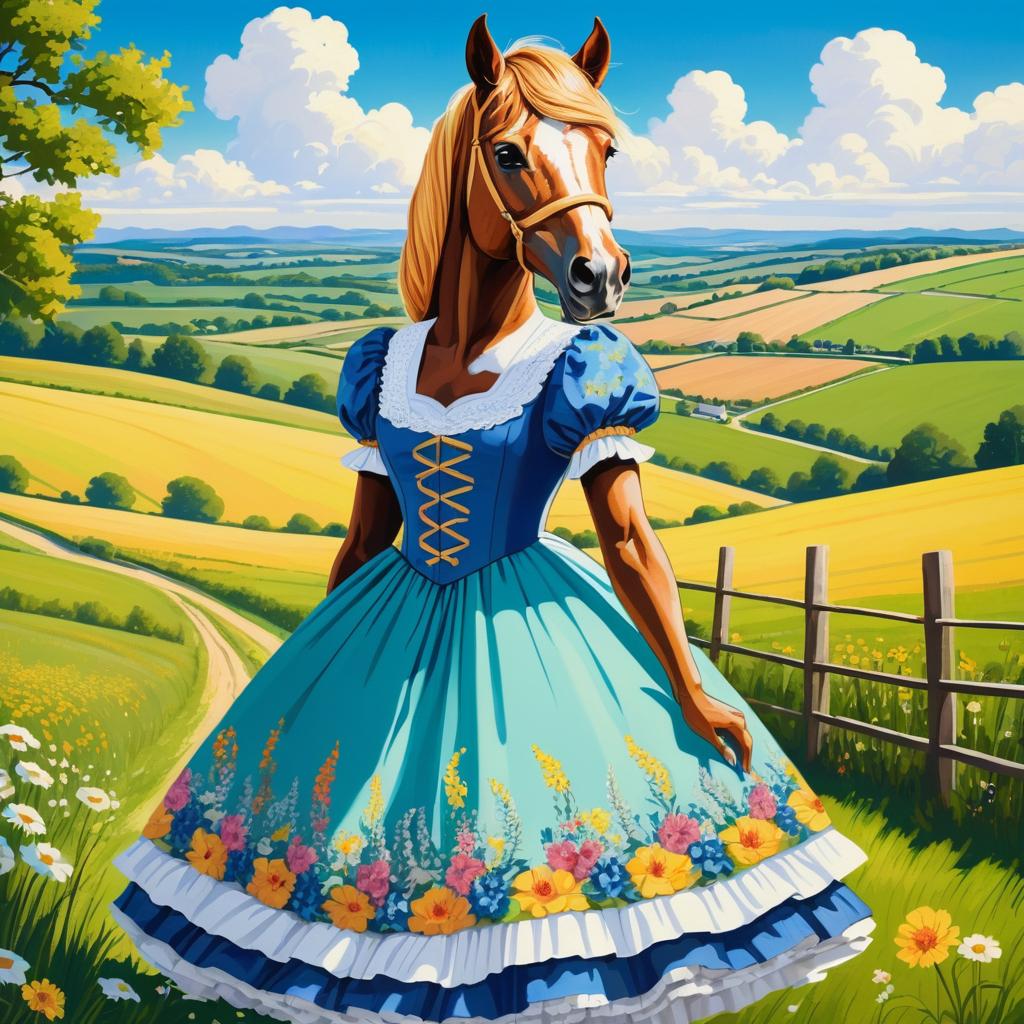 Vibrant Ecchi Horse in Countryside Dress