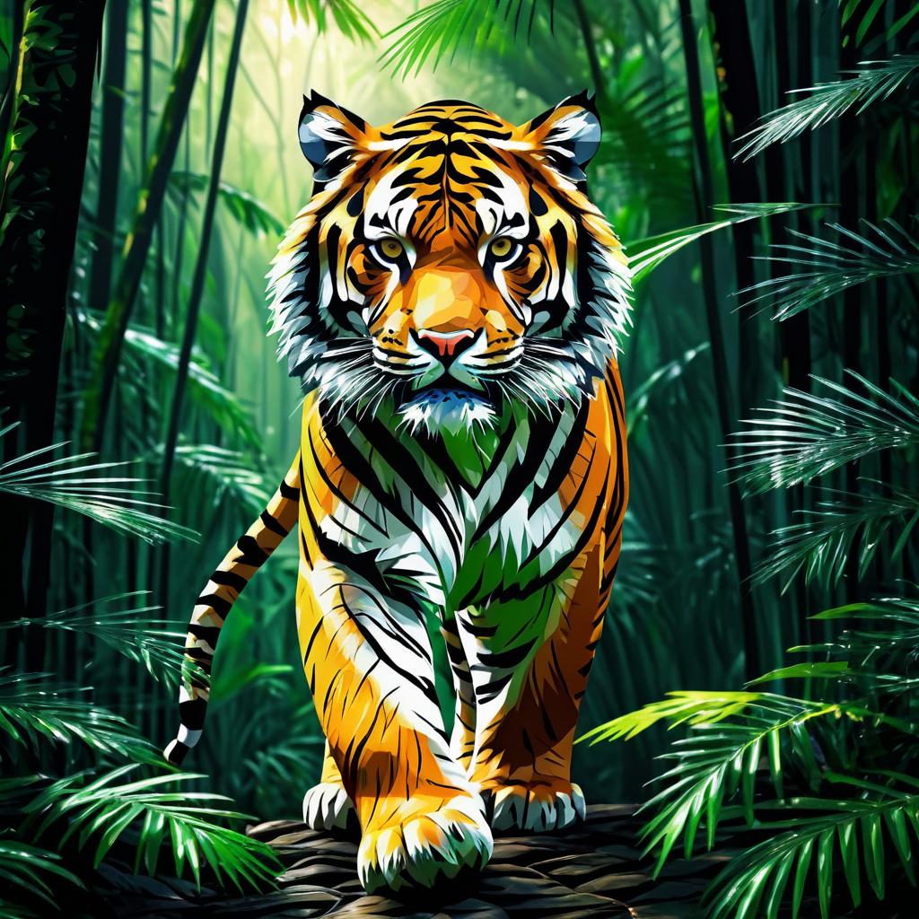 Dramatic Tiger in Dense Jungle Art