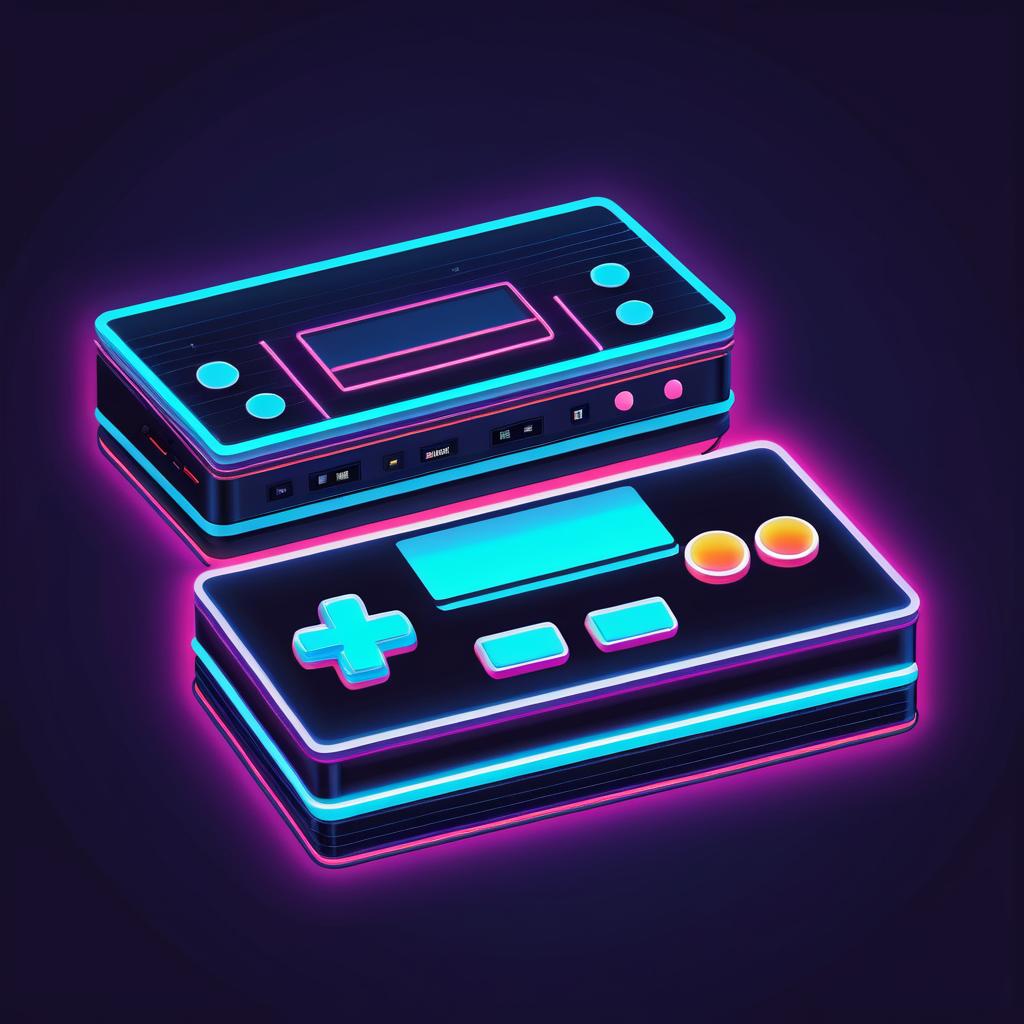 Retro Gaming Console in Neon Colors