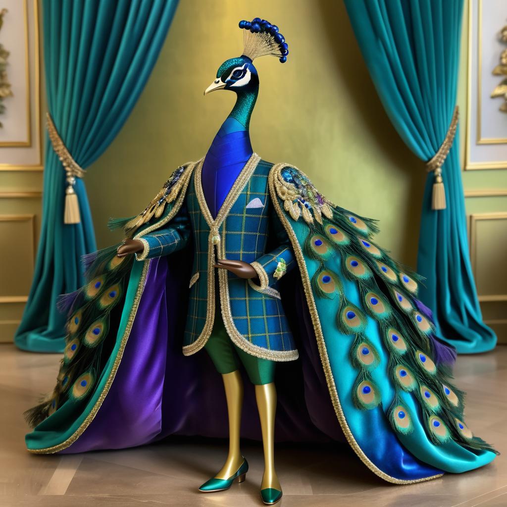 Elegant Peacock in Velvet Attire