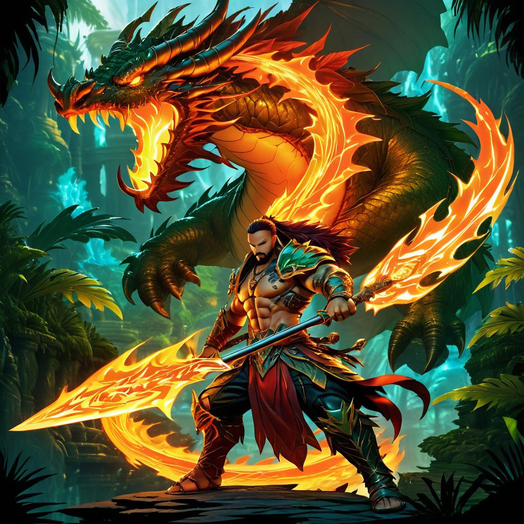 Fierce Dragon Rider in Jungle Ruins