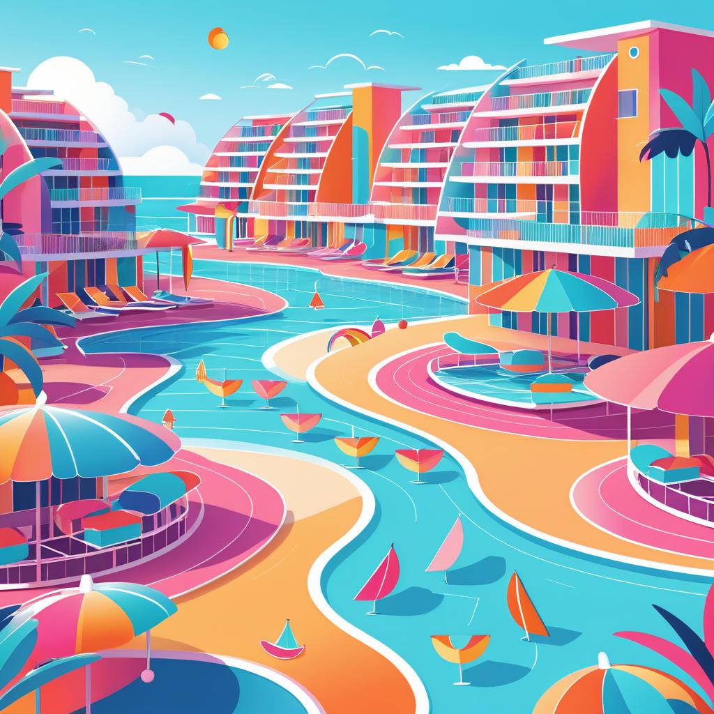 Vibrant Cartoon Beach Resort Illustration