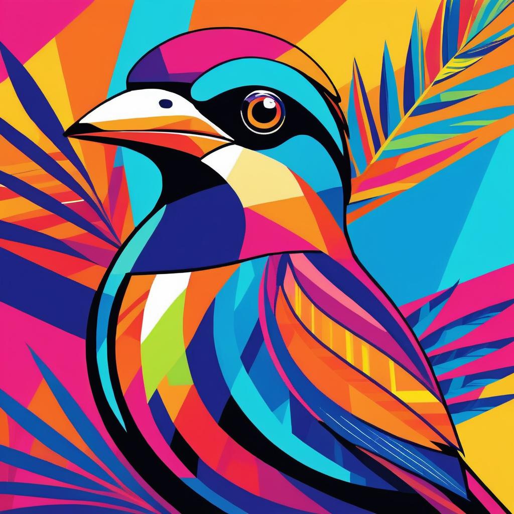 Vibrant Tropical Bird in Pop Art Style