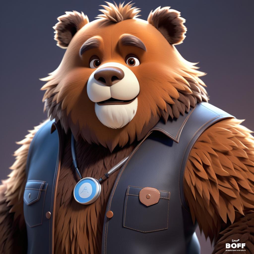 3D Pixar Style Furry Bear Character