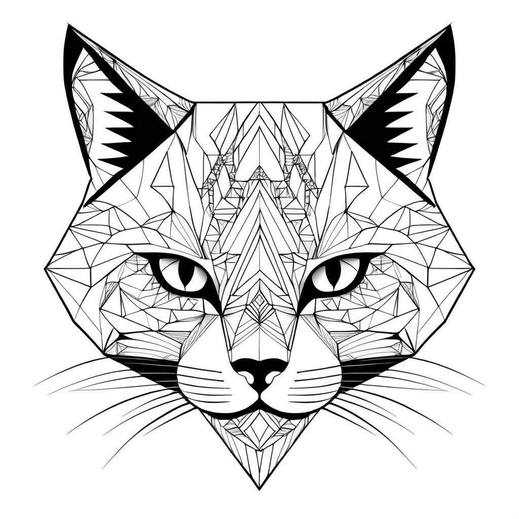 Intricate Geometric Cat Head Design