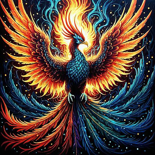 Vibrant Fantasy Phoenix Painting
