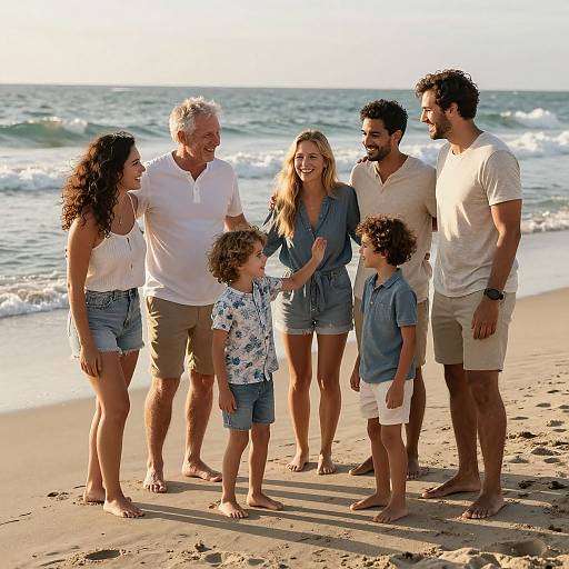 AI-Generated Dynamic Beach Family Photo