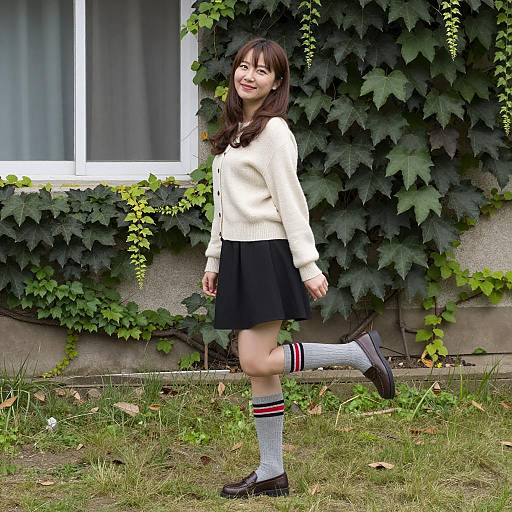 Smiling Asian Woman in Casual Outfit