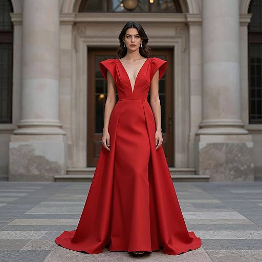 Woman in Red Evening Gown