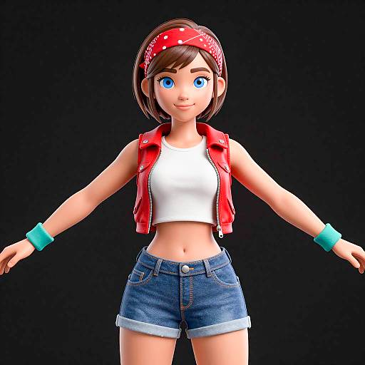 Vibrant 3D Woman with Bandana Style