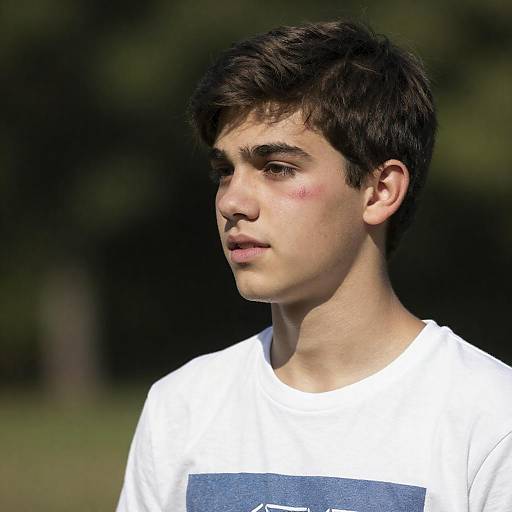 Sunlit Portrait of a Bruised Young Man