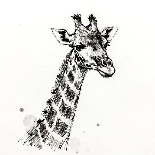 Charcoal Sketch of Giraffe Creature
