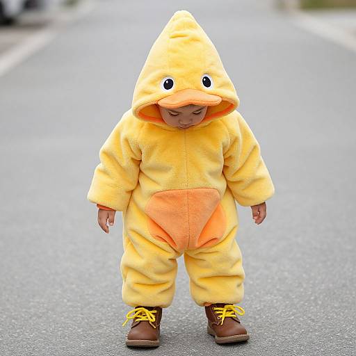 Child in Yellow-Orange Hooded Costume