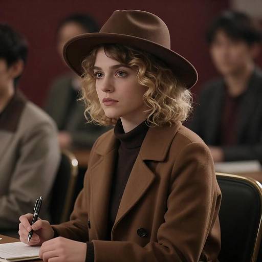 Focused Young Woman in Cozy Setting