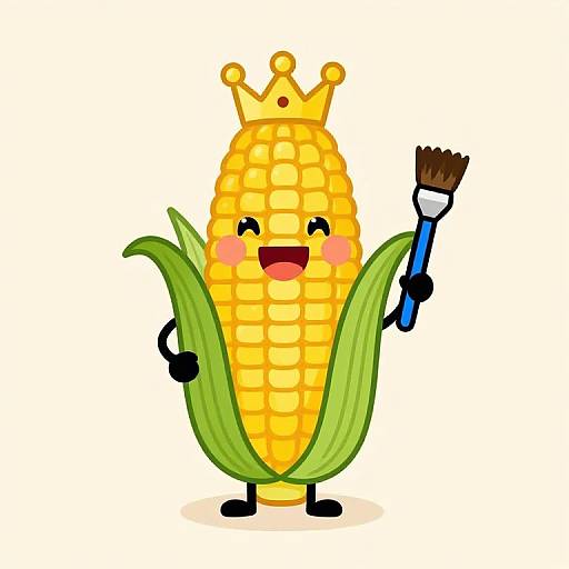 Whimsical Corn Cob Artist Character