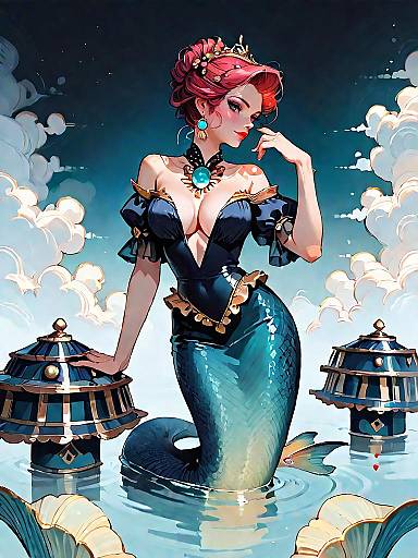 Elegant Mermaid Silhouette Fantasy Woman