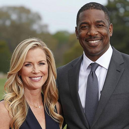 Smiling Diverse Business Couple Outdoors