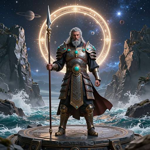 Mythical Warrior on Cosmic Cliff