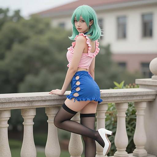 Elegant Woman with Green Hair Portrait