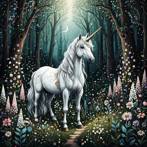 Mystical Unicorn in Enchanted Forest