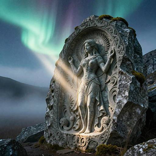 Ethereal Joy in Aurora Glacial Clearing