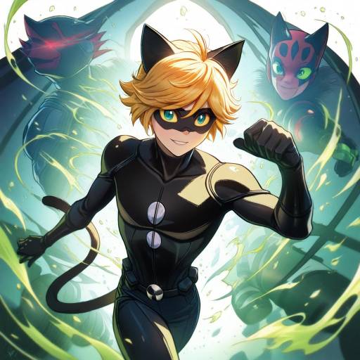 Illustration of Adrien agreste, miraculous ladybug in the style of Kobayashi yuuji