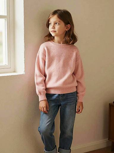 Cozy Pastel Portrait of Young Girl