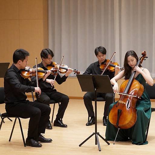 String Quartet Performing in Concert Hall