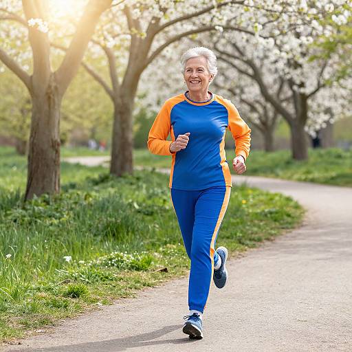 Joyful Active Senior Woman Running
