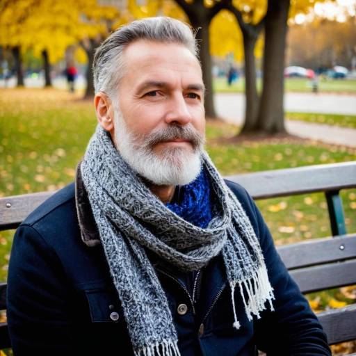 Charming Portrait of Bearded Man in Park