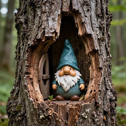 Whimsical Gnome House in Tree Stump