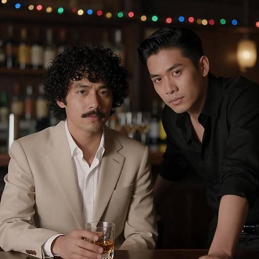 Dimly Lit Bar Conversation Portrait