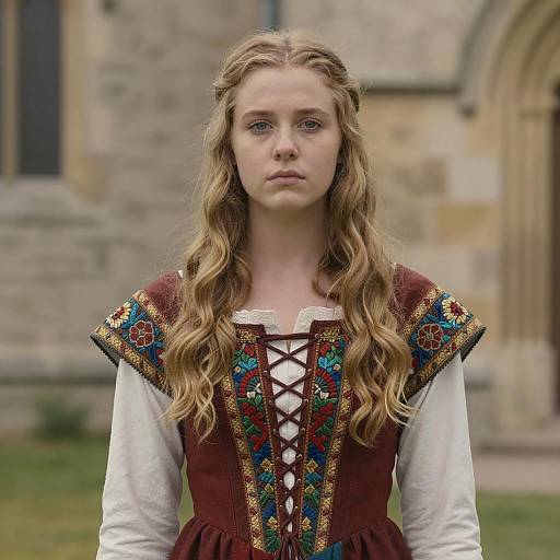 Young Woman in Medieval Chemise Portrait