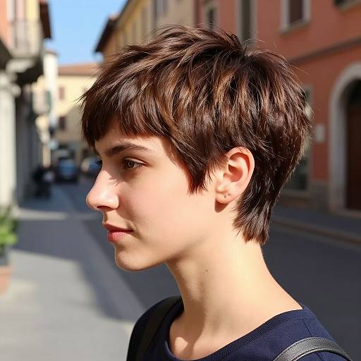 Stylish Italian Pixie Haircut Urban Scene