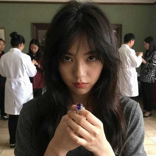 Intense Woman with Purple Gem Ring