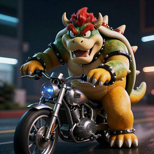 Cinematic Cyberpunk Bowser on Bike