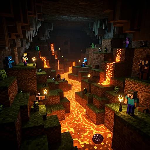 Dramatic Minecraft Underground Cave Scene