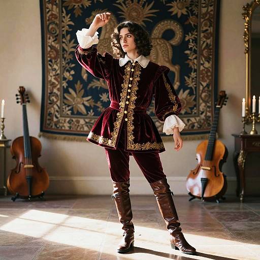 Renaissance Musician in Lavish Chamber