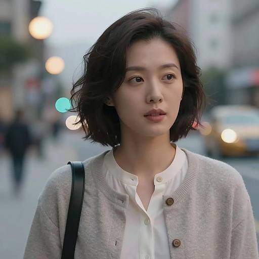 Casual Portrait of a Woman in Cardigan